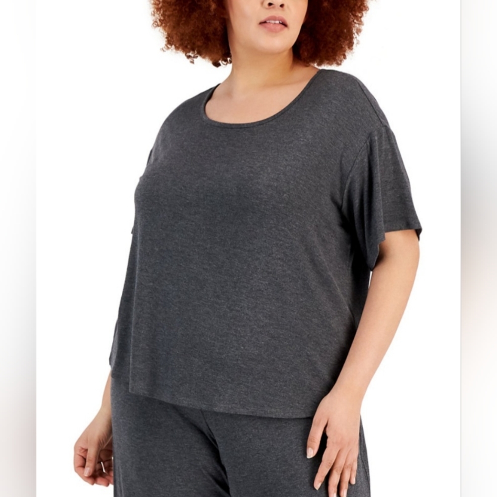 NWT INC Short Sleeve Top 2X 22 24 Dark Gray Tee /Lounge/Leisu…